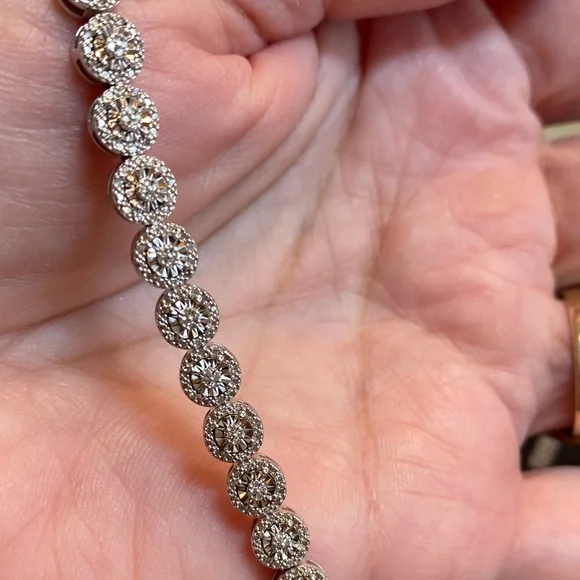 Zales 925 Silver with Diamonds Bolo Adjustable Bracelet - Picture 2 of 11